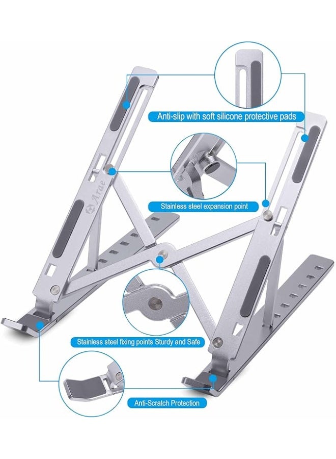 Adjustable foldable laptop stand made of aluminum alloy, silver - Image 3