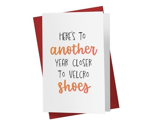 Karto Funny Birthday Card for Men Women - Large 5.5x8.5 inch Happy Birthday Cards for Mom Dad Brother Sister - 30th 40th 50th 60th 70th - Velcro Shoes TF - Image 1
