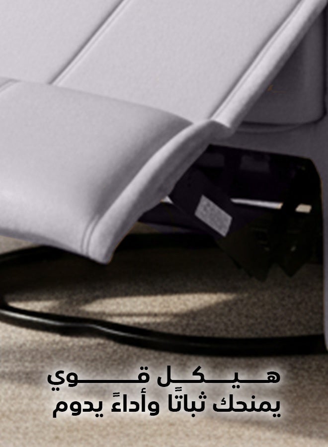 In-House Tyson Plus | Velvet Cinematic Recliner Chair with Phone & Cups Holder - 82x75x107 cm - Silver - Image 5