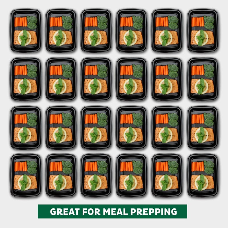 Freshware Meal Prep Containers 15 Count (Pack of 1) Compartment Food Storage Containers with Lids, Bento Box, BPA Free, Stackable, Microwave/Dishwasher/Freezer Safe (28 oz) (Color May Vary) - Image 3