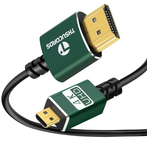 Thsucords Thin Micro HDMI to HDMI Cable 15FT Ultra SlimFlexible Soft Micro HDMI D Type to HDMI A Type Cable Supports 3D4K60Hz18gbps2160P1080P for GoPro Hero789 Raspberry Pi 4 - Image 1