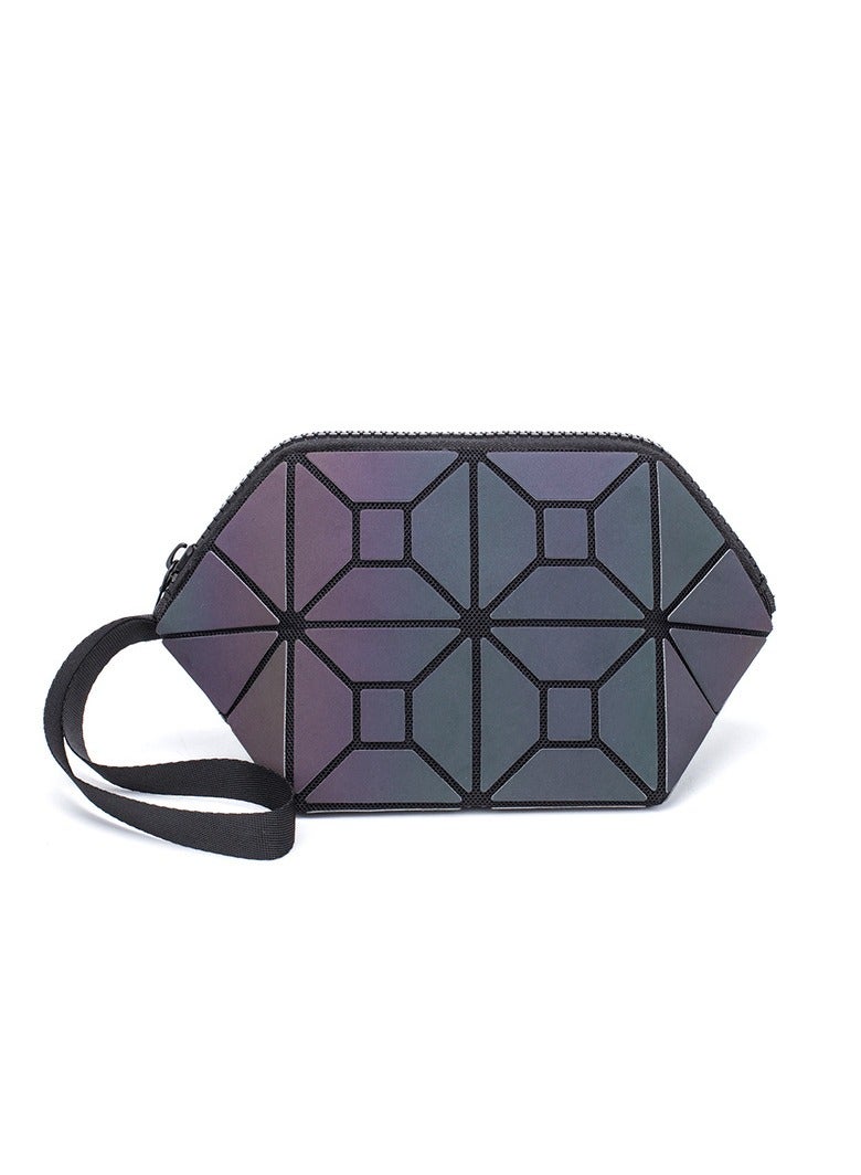 New Women's Makeup Bag Korean Style Zero Wallet Irregular Oval Diamond Grid Geometry Bag