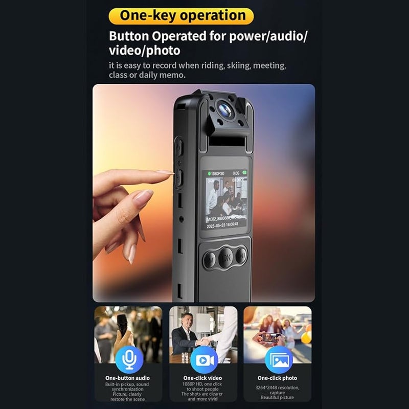 Black 1080P Body Camera With Rotatable Lens IR Night Vision For Delivery Outdoor Use - Image 4