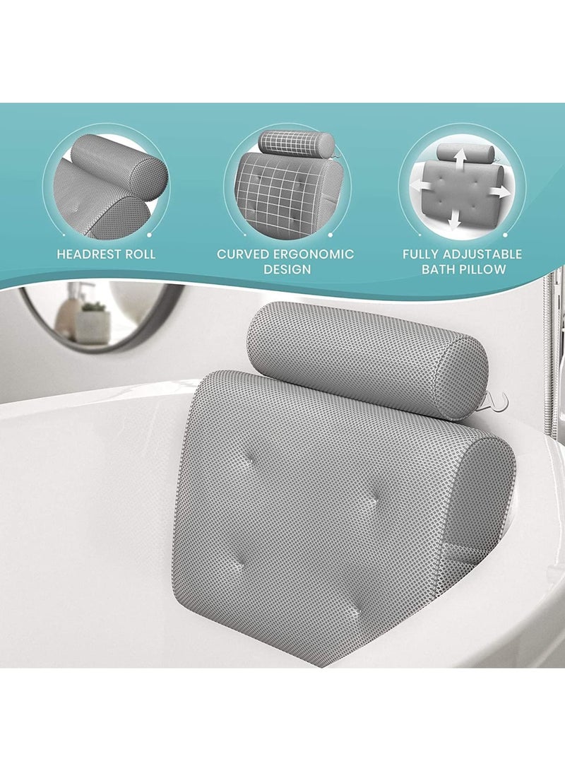 SOLARAE Bathtub Bath Pillow for Tub, Jacuzzi Bathtub Spa Pillow with Back and Headrest Cushion, Fits All Bathtub, Hot Tub, Jacuzzi Home Spa for Men Women - 4 Non Slip Suction Cups - Image 5