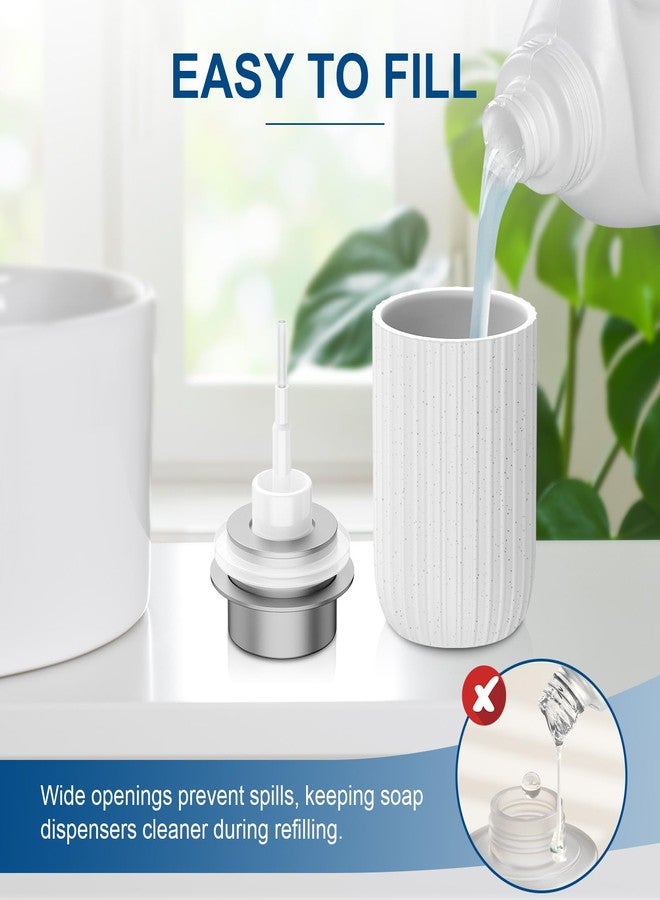 Dlirho Ceramic Foaming Soap Dispenser, 12 oz Bathroom Foam Hand Soap Dispenser, Refillable Lotion Soap Dispenser with Removable Pump for Kitchen Hand Wash Dispenser, Modern Home Decor(2Pack-Speckled White) - Image 3
