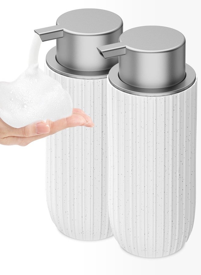 Dlirho Ceramic Foaming Soap Dispenser, 12 oz Bathroom Foam Hand Soap Dispenser, Refillable Lotion Soap Dispenser with Removable Pump for Kitchen Hand Wash Dispenser, Modern Home Decor(2Pack-Speckled White) - Image 1