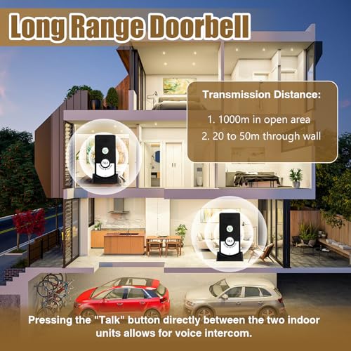 VINGVO Intercom System for Home, 2 Way Voice Intercom Wireless, Home Intercom System Super Long Range Intercomunicador Intercom Doorbell System Unit for Home Hospital Office - Image 4