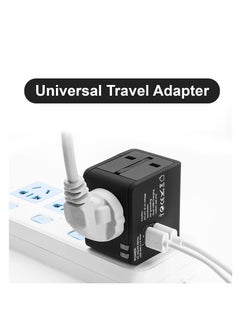 TYCOM Tycom travel adapter worldwide all in one universal power plug Adapter with Dual USB Ports for USA EU UK AUS Cell Phone Laptop (SKT-WY08-Black)  - Image 2