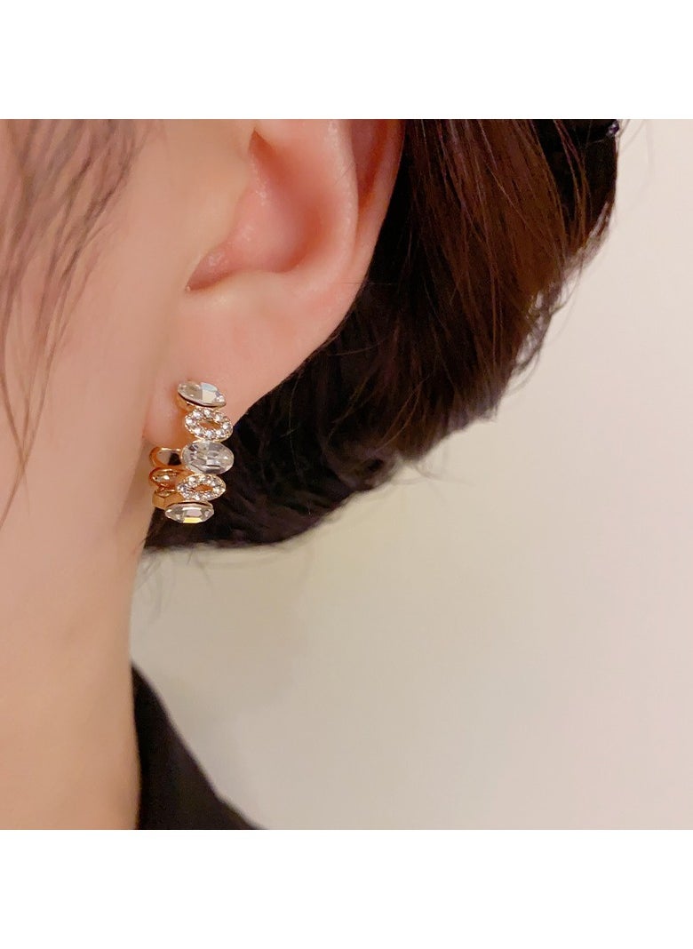 Generic - Gold Coloured Full Zirconia Earrings - Image 1