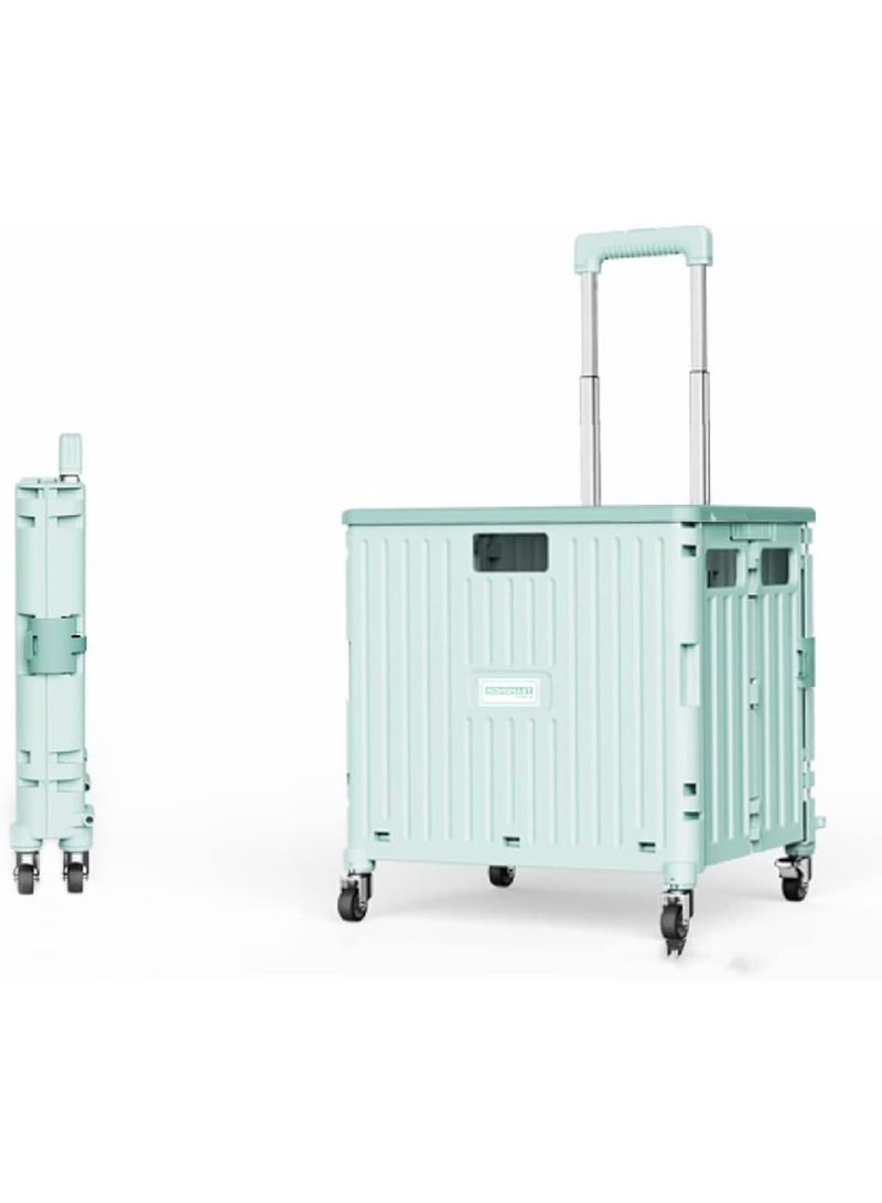 عربة تسوق قابلة للطي، عربة بقالة متينة متدحرجة على 4 عجلات، عربة تسوق قابلة للطي محمولة بمقبض تلسكوبي - Image 1