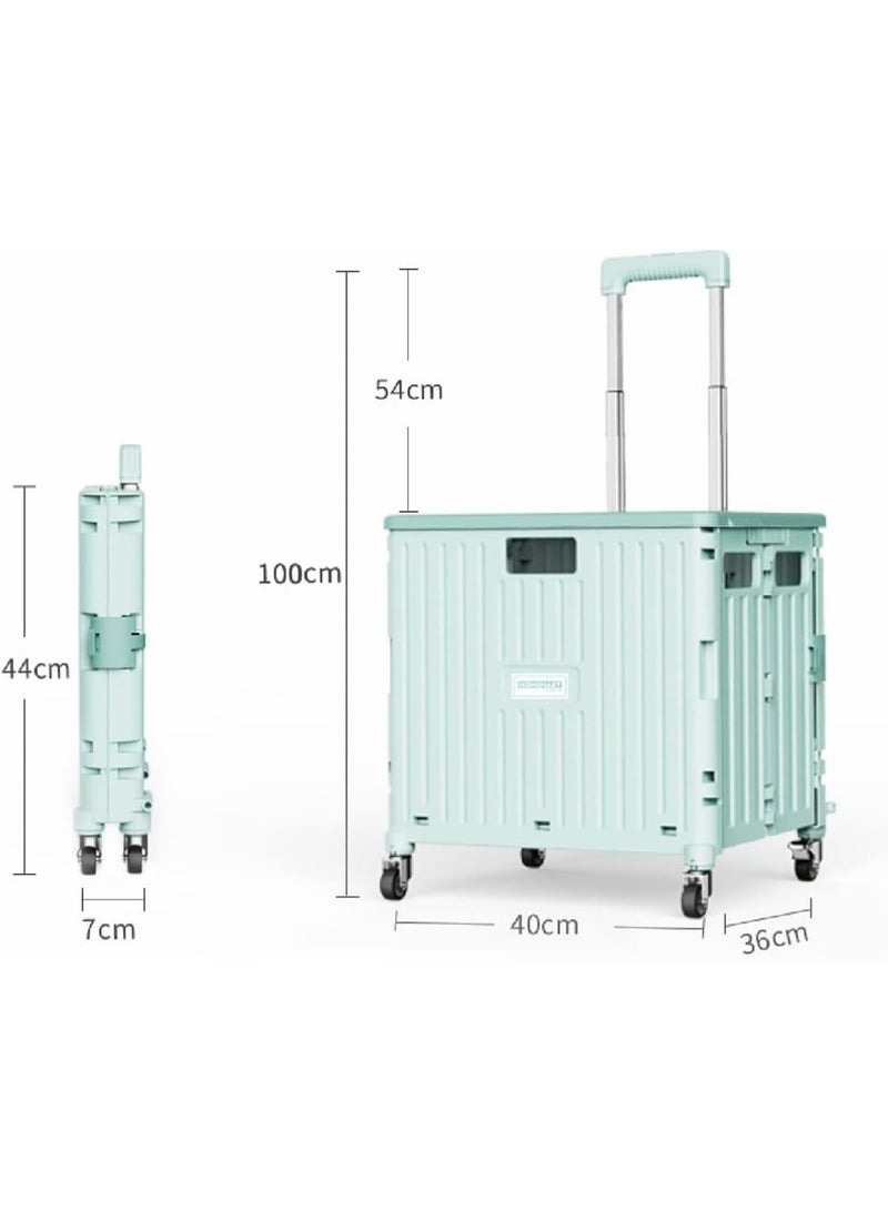 عربة تسوق قابلة للطي، عربة بقالة متينة متدحرجة على 4 عجلات، عربة تسوق قابلة للطي محمولة بمقبض تلسكوبي - Image 2