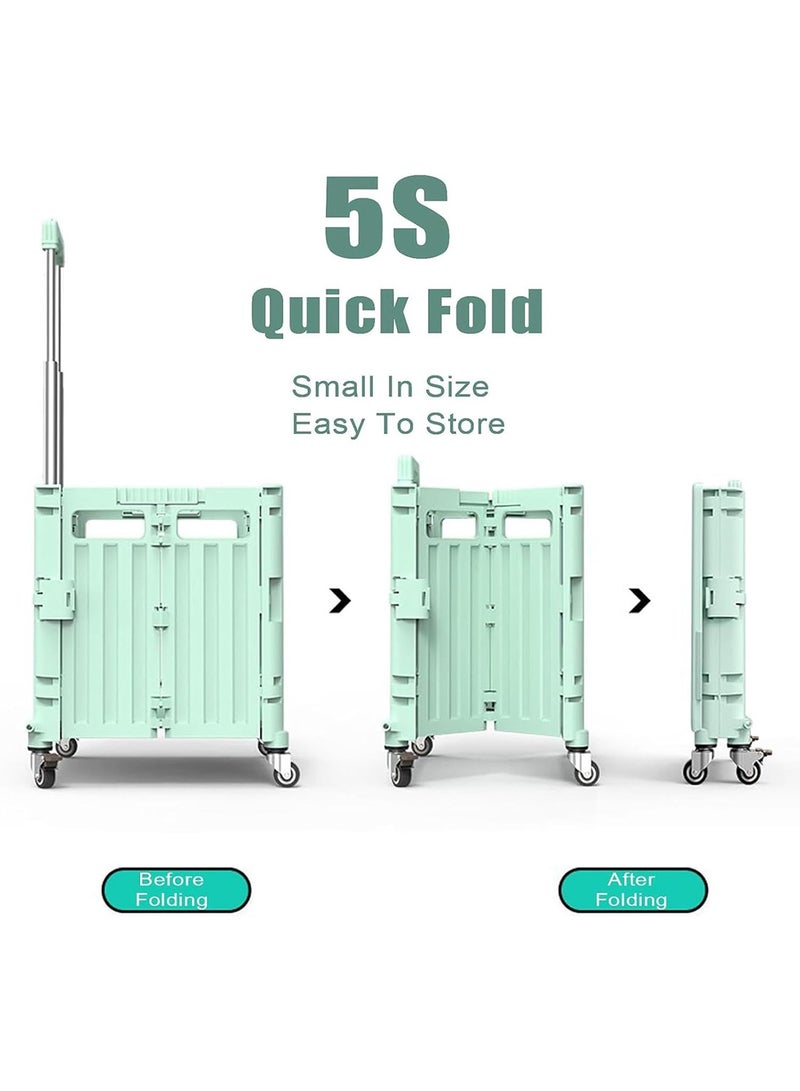 عربة تسوق قابلة للطي، عربة بقالة متينة متدحرجة على 4 عجلات، عربة تسوق قابلة للطي محمولة بمقبض تلسكوبي - Image 4