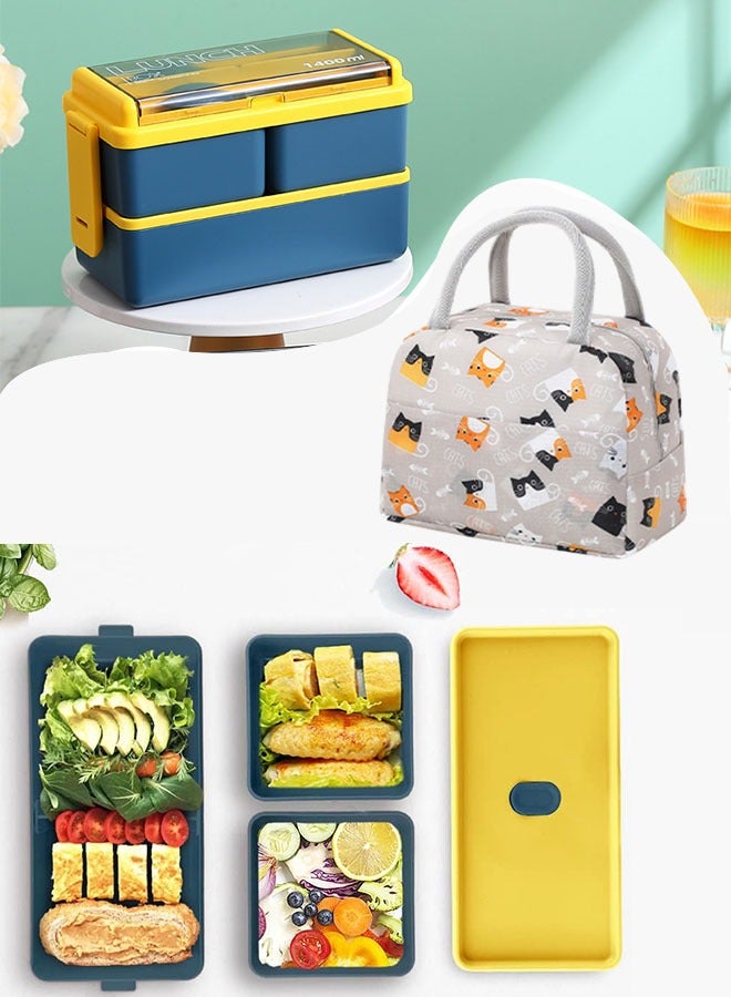 Leakproof Bento Box-Large Lunch Box with Cutlery Set-Food Picks for Lunch Box Containers for Adults-Microwave Food Safe Bento Boxes  - Image 1