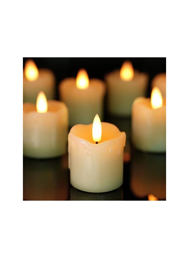 The Bros Flameless Tea Light Candles, Pack of 6 LED Votive Candles, 5cm x 5cm Real Wax, Realistic Black Wick Battery Operated Candles for Wedding, Party and Holiday Decoration (Powered by CR2450) - Image 2