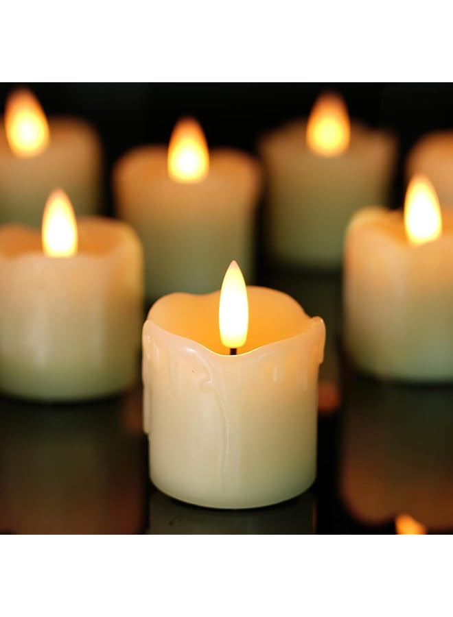 The Bros Flameless Tea Light Candles, Pack of 6 LED Votive Candles, 5cm x 5cm Real Wax, Realistic Black Wick Battery Operated Candles for Wedding, Party and Holiday Decoration (Powered by CR2450) - Image 1