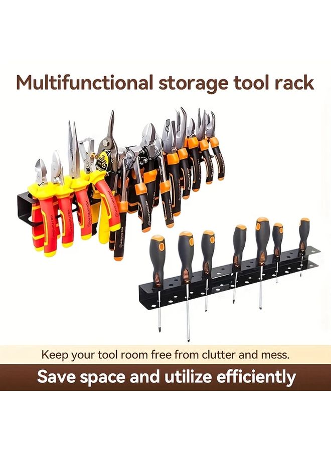 1 2pcs Heavy Duty Metal Screwdrivers Hanger Space Saving Wall Mounted Floating Shelf For Pliers And Car Cleaning Brushes Multipurpose Garage Workshop Organizer Tool Holder Storage Rack - Image 1
