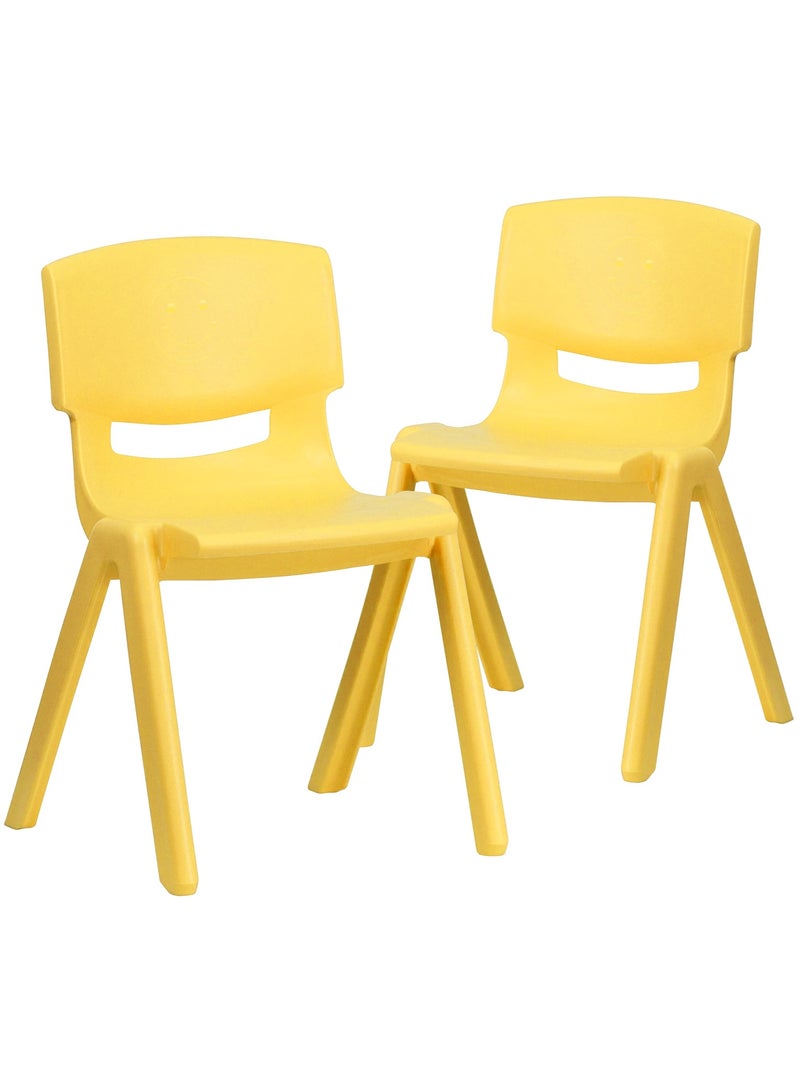 Funz 2 Pieces Funz Stackable Plastic Kids Learning Chairs, 42 X 38 X 61cm, The Perfect Chair for Playrooms, Schools, Daycares and Home, Yellow - Image 1