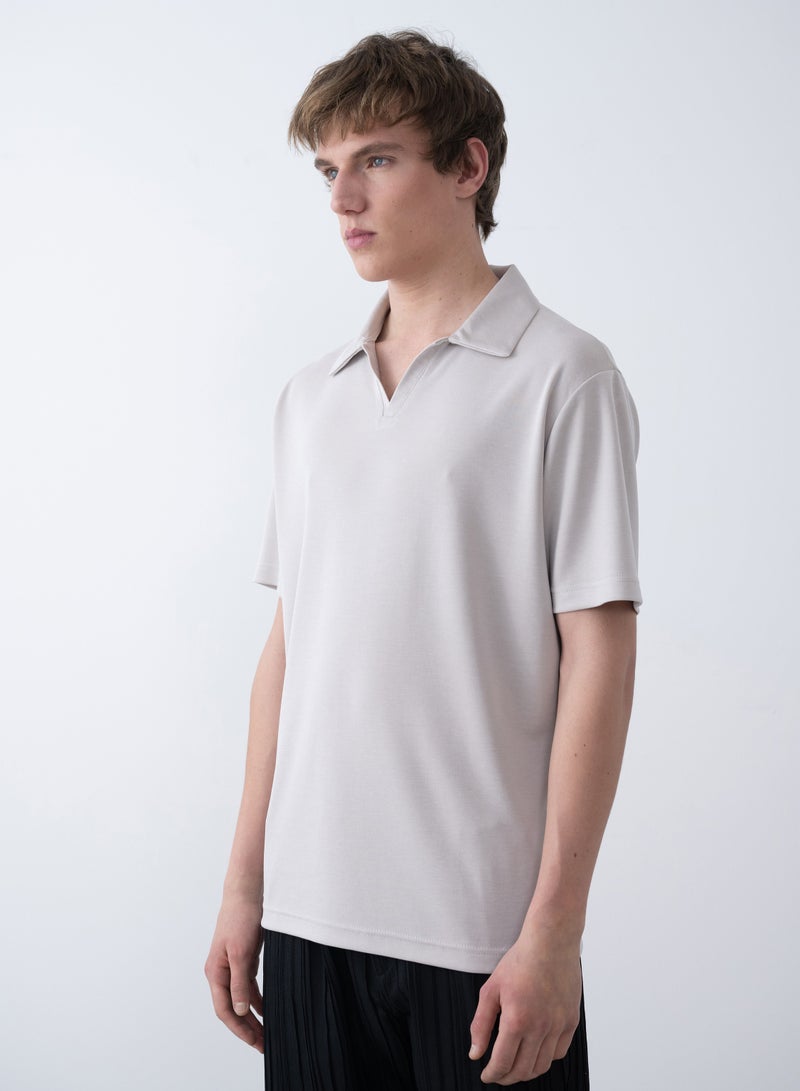 مراكش تيشيرت بولو كاجوال بأكمام قصيرة للرجال - رمادي فاتح - Image 1