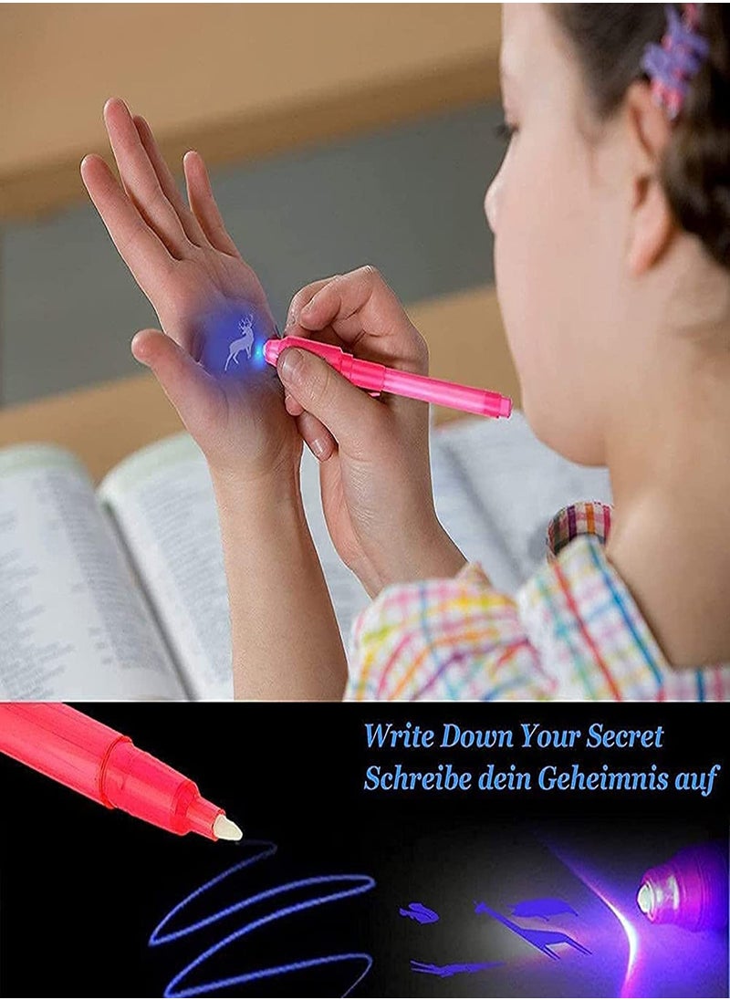 Excefore - Invisible Ink Pen with UV Light 6 Colors Secret Magic Disappearing Marker for Message Fun Activity Entertainment Kids Party Favors - Image 1
