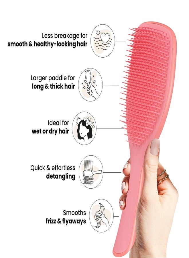 Tangle Teezer Large Ultimate Detangler Hairbrush for Wet & Dry Hair, Eliminates Knots & Reduces Breakage for Long, Thick, & Curly Hair Types, Coral Pink - Image 4