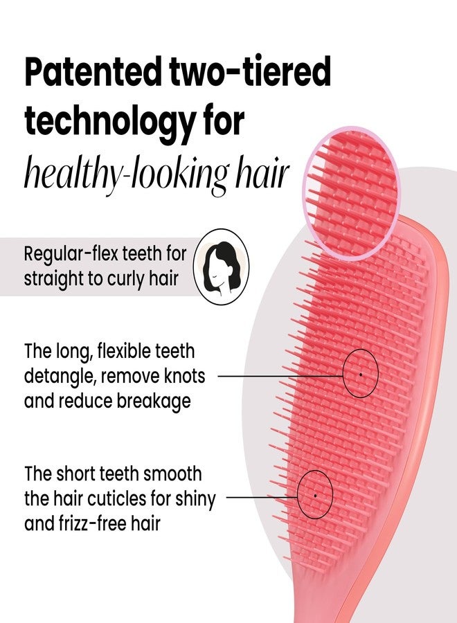 Tangle Teezer Large Ultimate Detangler Hairbrush for Wet & Dry Hair, Eliminates Knots & Reduces Breakage for Long, Thick, & Curly Hair Types, Coral Pink - Image 2