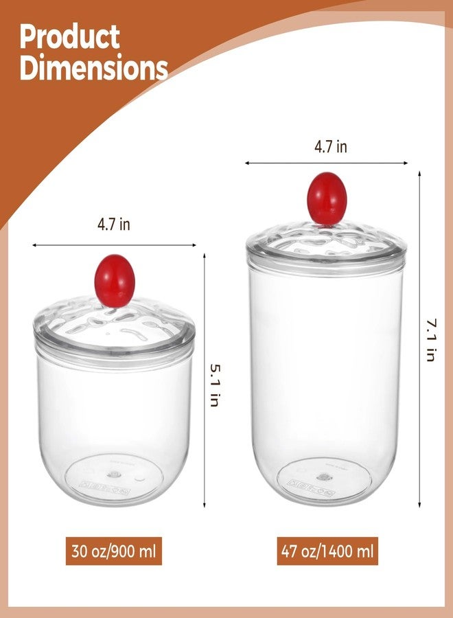 DORMIYA 2 Pcs Plastic Candy Jars, Clear Storage Containers with Lids, Airtight Food Storage Canisters, Wide Mouth Apothecary Jars, Kitchen Organization Containers, 47 oz & 30 oz - Image 4