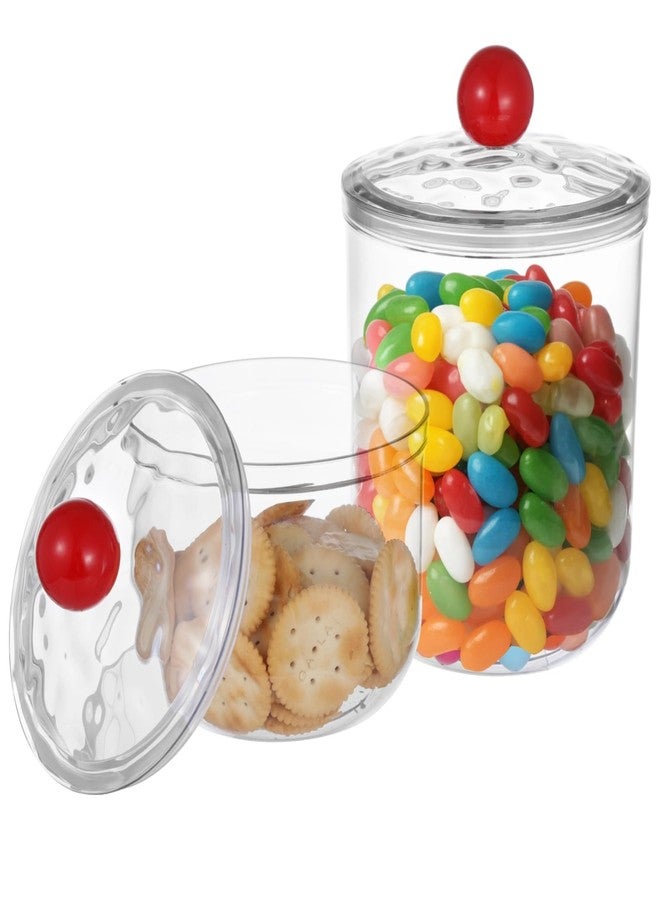 DORMIYA 2 Pcs Plastic Candy Jars, Clear Storage Containers with Lids, Airtight Food Storage Canisters, Wide Mouth Apothecary Jars, Kitchen Organization Containers, 47 oz & 30 oz - Image 1
