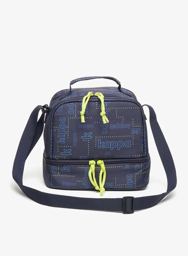 Kappa Logo Print Lunch Bag with Adjustable Strap - 22x20x15 cm