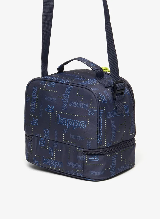 Kappa Logo Print Lunch Bag with Adjustable Strap - 22x20x15 cm