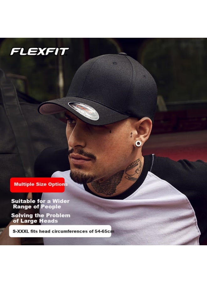 Flexfit American Hard Top Baseball Cap Uni High Top Fully Enclosed Large Head Cirference American Team Duck Tongue Cap Sun Hat - Image 2