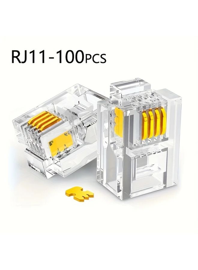 50pcs RJ11 6P4C Telephone Cable Connectors Gold Plated Anti Oxidation Thickened - Image 4