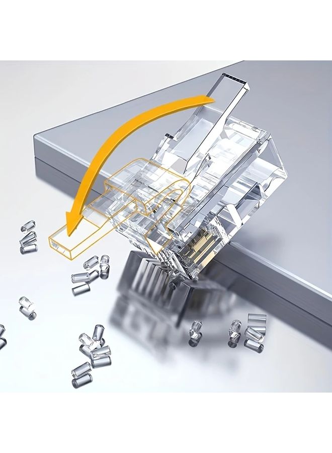 50pcs RJ11 6P4C Telephone Cable Connectors Gold Plated Anti Oxidation Thickened - Image 1