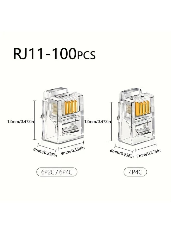 50pcs RJ11 6P4C Telephone Cable Connectors Gold Plated Anti Oxidation Thickened - Image 2