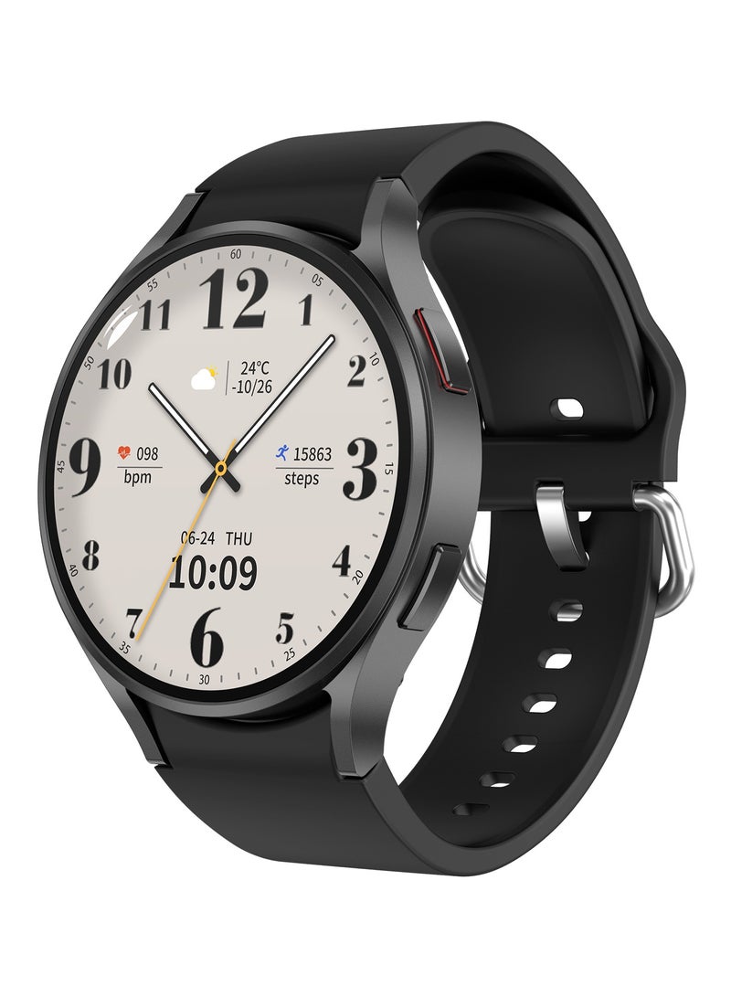 GULFLINK M10 smart watch 1.39 inch TFT Round Screen Heart Rate Fitness Tracker Blood Pressure Monitor Wireless charging smartwatch- Black - Image 1
