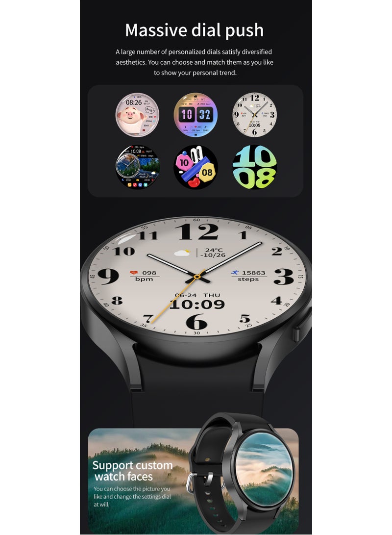 GULFLINK M10 smart watch 1.39 inch TFT Round Screen Heart Rate Fitness Tracker Blood Pressure Monitor Wireless charging smartwatch- Black - Image 5