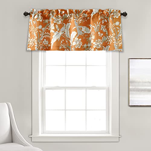 Lush Decor Dolores Light Filtering Valance Curtains Single 52 W x 18 L Orange Valances for Windows Vintage Valance Floral Coquette Decor - Image 1