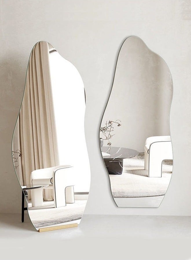 رافين مرآة بتصميم إسكندنافي حديث، كاملة الطول، معلقة أو متكئة على الحائط، مرآة غرفة نوم كبيرة، مرآة أرضية، مرآة زينة، مرآة مثبتة على الحائط، إطار خشبي، زاوية مستديرة، 48 × 158 سنتيمترًا - Image 4