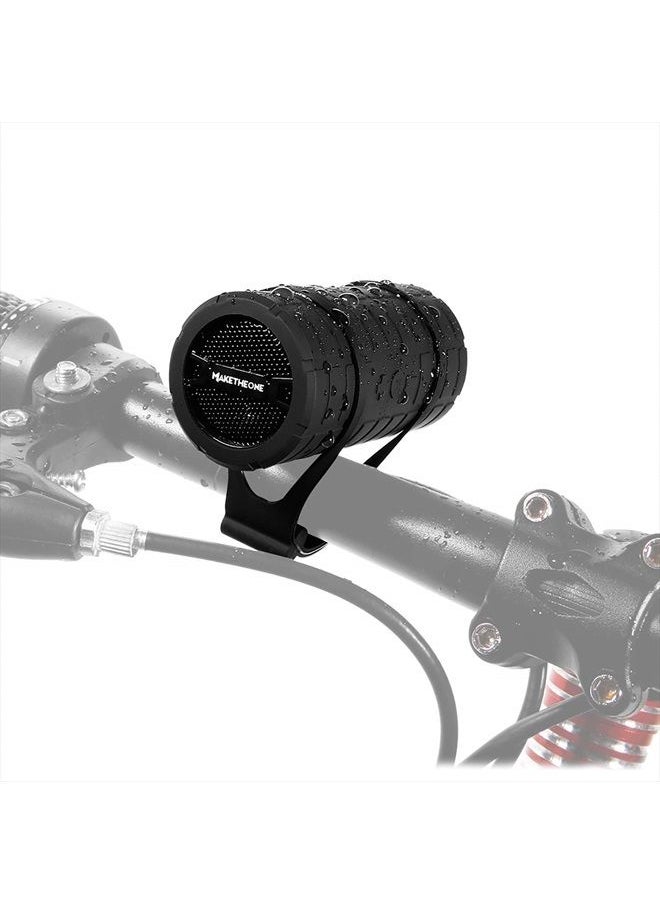 M MAKETHEONE Bluetooth Wireless Speaker, MakeTheOne Portable Waterproof and Wearable Outdoor Speaker with 3.5mm Aux MicroSD Input HiFi Bass for Mountain Bike Bicycle Electric Scooter (Black)  - Image 1