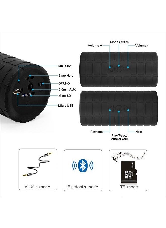 M MAKETHEONE Bluetooth Wireless Speaker, MakeTheOne Portable Waterproof and Wearable Outdoor Speaker with 3.5mm Aux MicroSD Input HiFi Bass for Mountain Bike Bicycle Electric Scooter (Black)  - Image 4