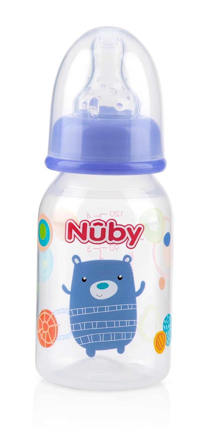 Nuby زجاجة نوبى المطبوعة غير القابلة للتقطير 4 أونصات عبوة واحدة من زجاجة واحدة قد تختلف الألوان - Image 4