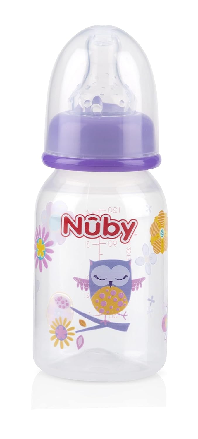 Nuby زجاجة نوبى المطبوعة غير القابلة للتقطير 4 أونصات عبوة واحدة من زجاجة واحدة قد تختلف الألوان - Image 3