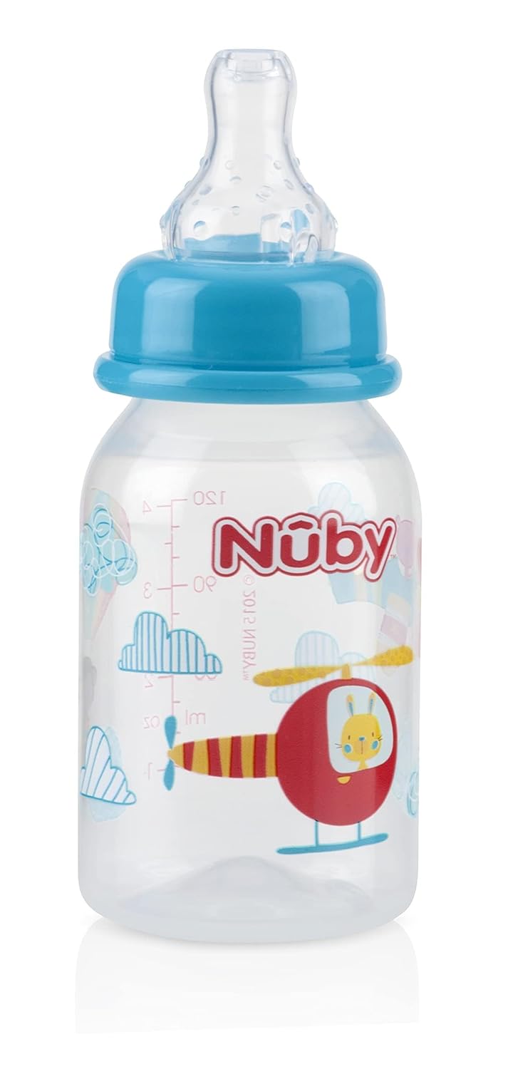 Nuby زجاجة نوبى المطبوعة غير القابلة للتقطير 4 أونصات عبوة واحدة من زجاجة واحدة قد تختلف الألوان - Image 2