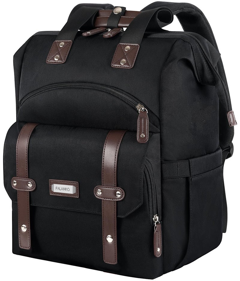 FALANKO Laptop Backpack For Women Work Doctor Teacher Nurse Wide Open Bookbags 173 Inch Laptops Backpack with RFID Water Resistant Computer Backpack for Men Women Black - Image 2
