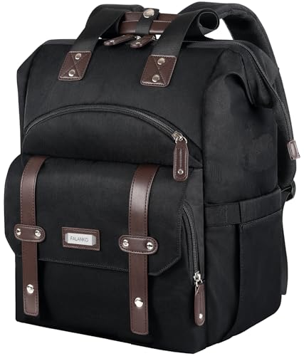 FALANKO Laptop Backpack For Women Work Doctor Teacher Nurse Wide Open Bookbags 173 Inch Laptops Backpack with RFID Water Resistant Computer Backpack for Men Women Black - Image 1