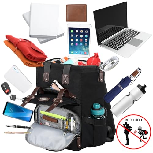 FALANKO Laptop Backpack For Women Work Doctor Teacher Nurse Wide Open Bookbags 173 Inch Laptops Backpack with RFID Water Resistant Computer Backpack for Men Women Black - Image 3