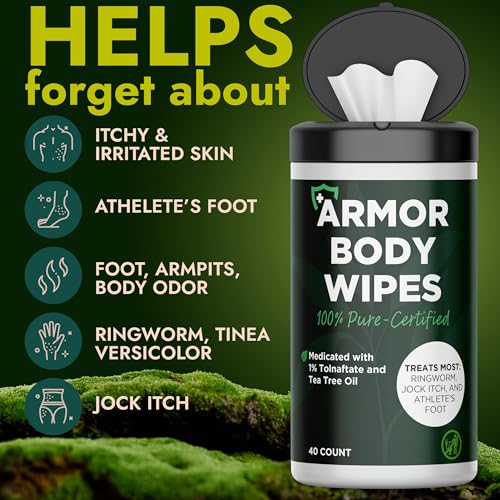 Terramed Just Think Comfort Body Wipes for Men & Women | Cleansing Body Wipes for Wrestling, Combat, Gym, Camping I Medicated with 1% Tolnaftate, Tea Tree Oil | Treats Ringworm, Jock Itch, Athlete's Foot | 40 Wipes - Image 2