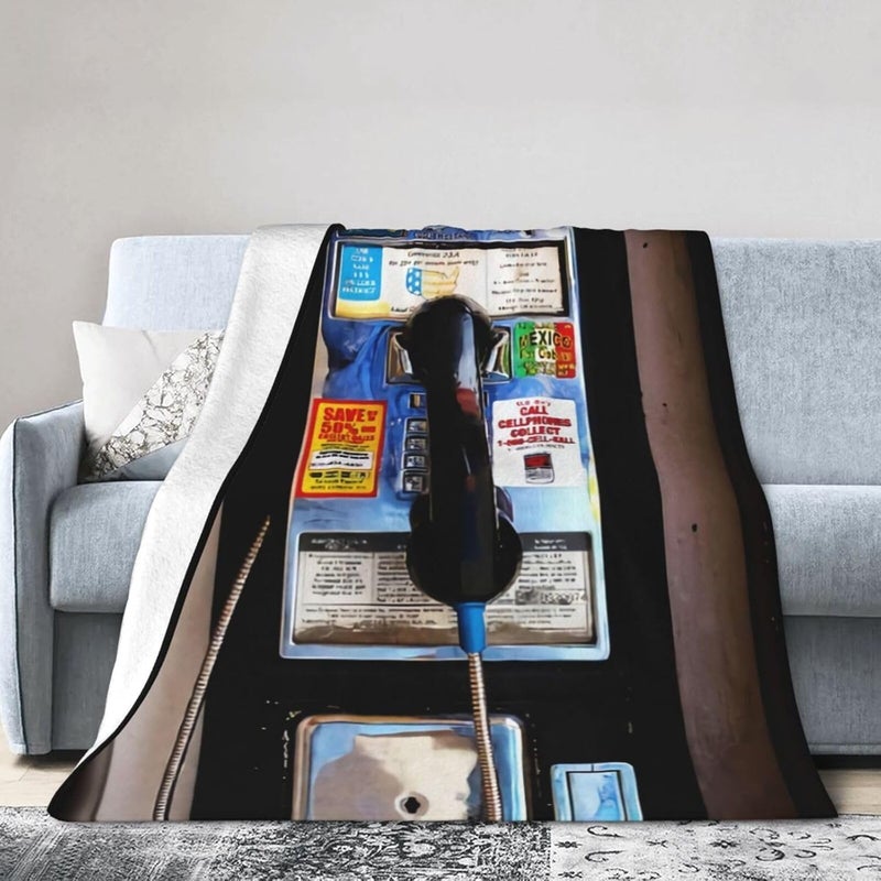 Funny New York Public Pay Phone Flannel 50"X40" Blanket - Soft and Light All Season Comfort Blanket - Travel, Home Décor - Image 1