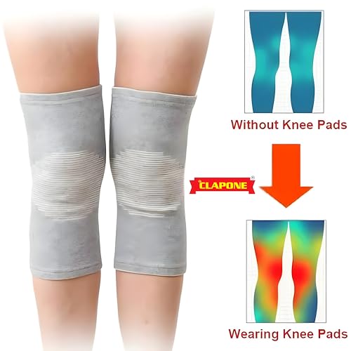 CLAPONE Knee Warmers, Long Cotton Knee Sleeves - For Women, Men, Circulation Improvement and Joint Pain Relief for Arthritis Knees, Knitted Binchotan Yarn, Thick, One Pair (Grey, XL) - Image 5