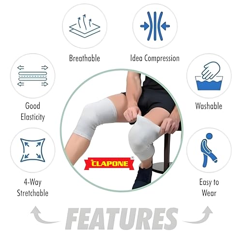 CLAPONE Knee Warmers, Long Cotton Knee Sleeves - For Women, Men, Circulation Improvement and Joint Pain Relief for Arthritis Knees, Knitted Binchotan Yarn, Thick, One Pair (Grey, XL) - Image 4