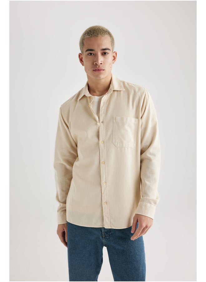 DeFacto - Man Regular Fit Polo Neck Woven Long Sleeve Shirt - Image 1